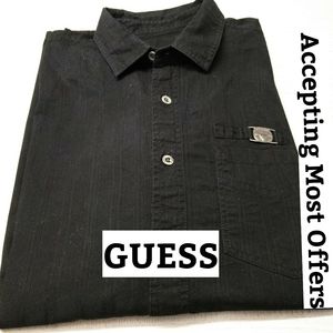 Guess‎ Black Shirt, logo plate & buttons. Sz MM